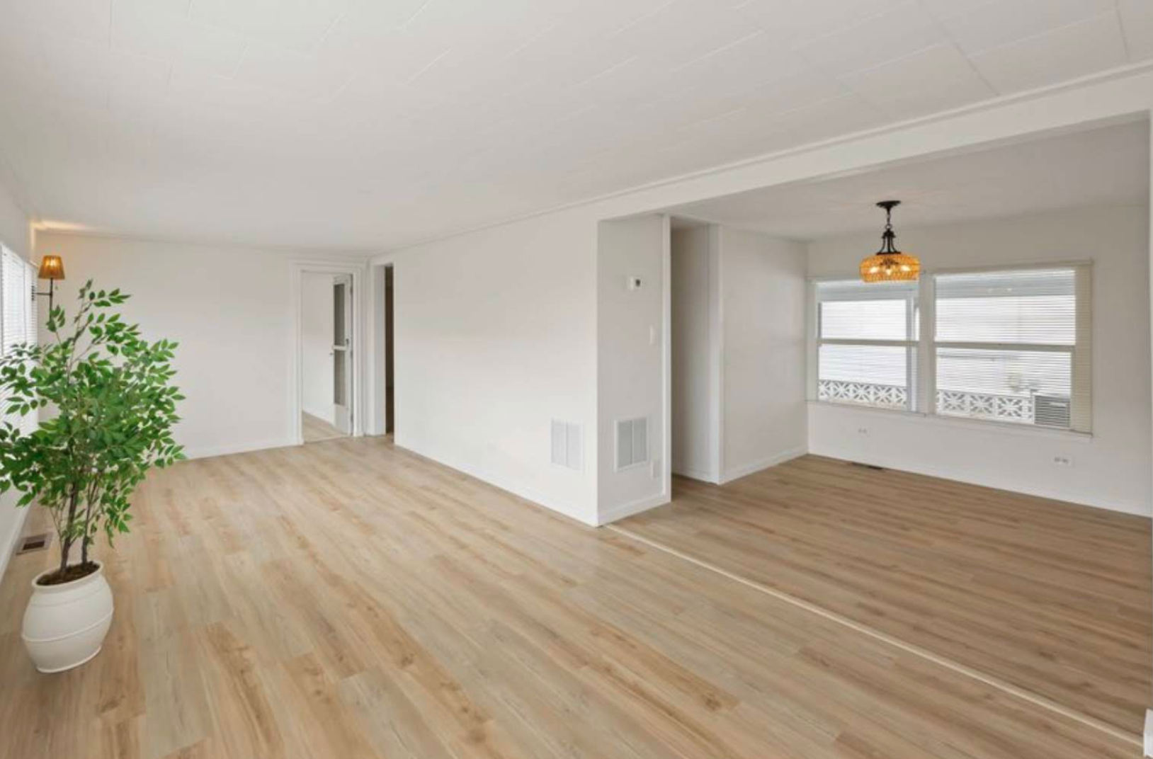 Finished interior with new hardwood floors