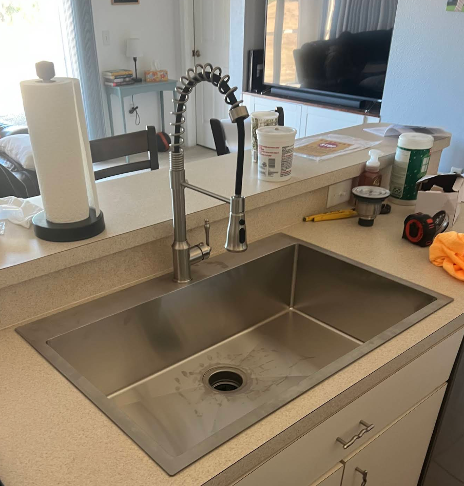 New kitchen sink and faucet installation