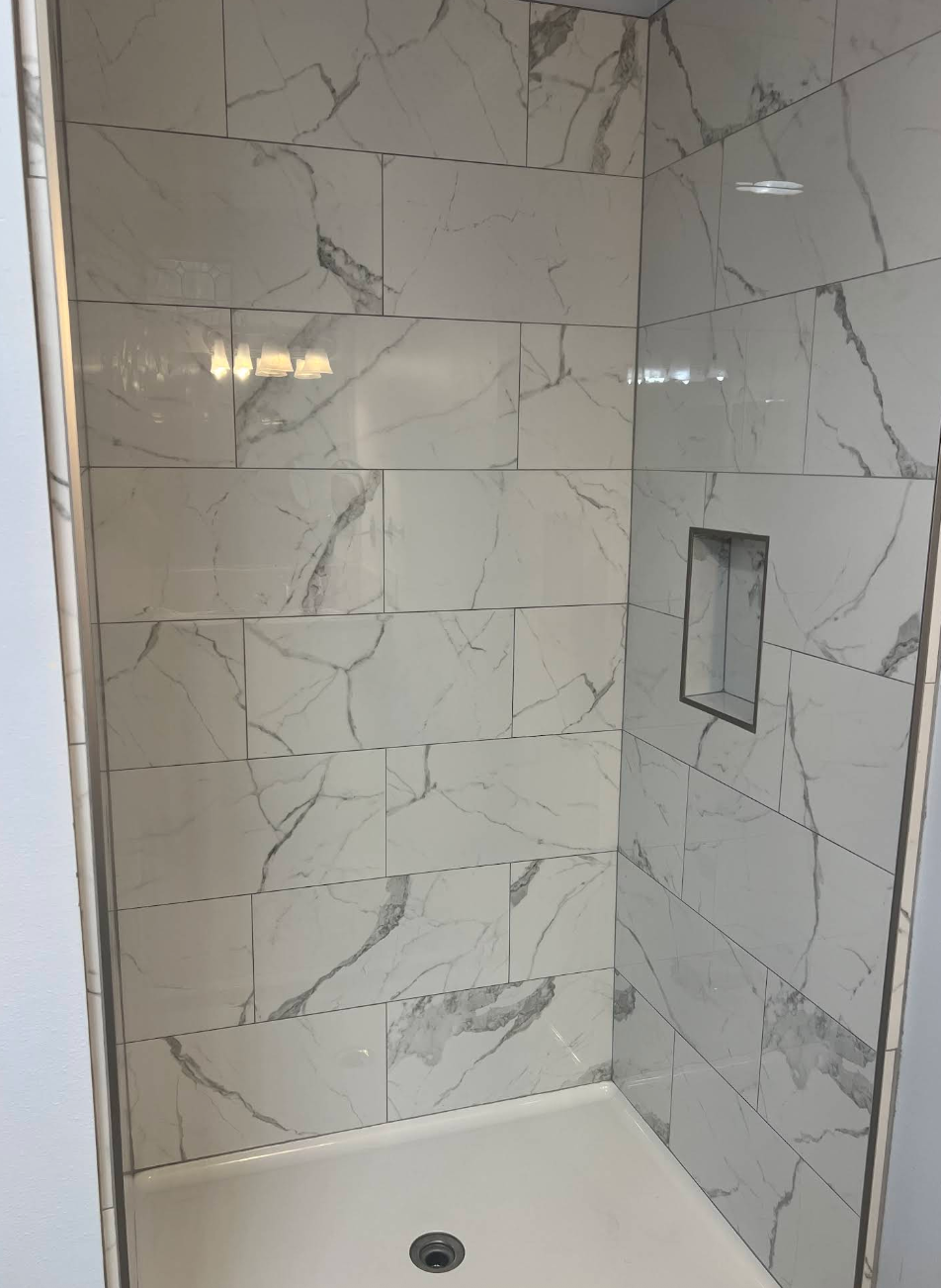 Custom marble tile shower