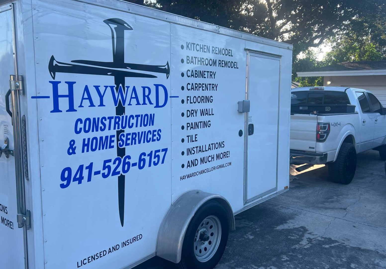 Hayward Construction branded work truck